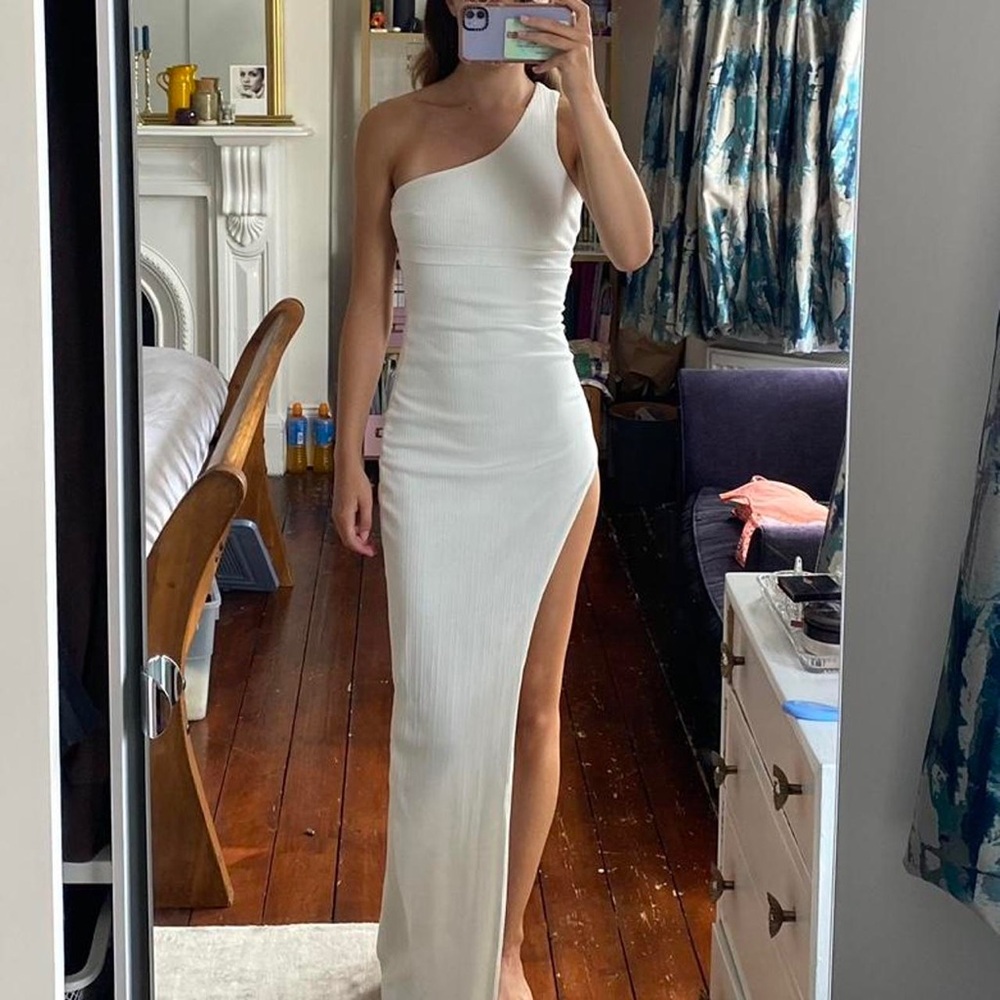 Oh Polly White One-Shoulder Maxi Dress